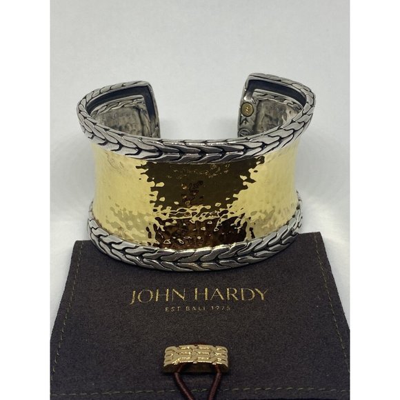 John Hardy Palu 1.5" Wide 22k Gold Sterling Silver Palu 6.5" Bracelet Cuff - Picture 3 of 12